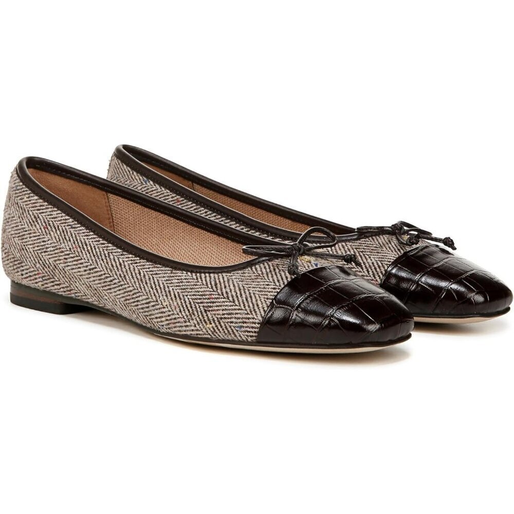 Sam Edelman Womens Houndstooth Synthetic Pull-On Rounded Toe Marley Ballet Flat